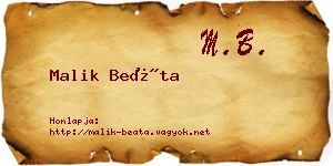 Malik Beáta névjegykártya